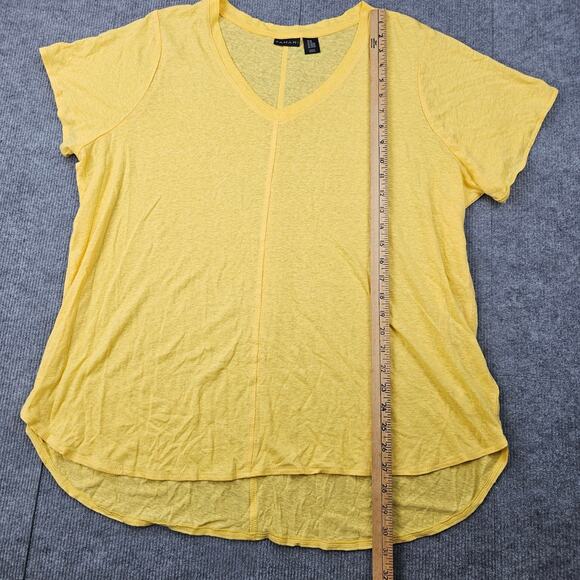 Tahari T Shirt Womens 2X Yellow Linen Casual Coastal Lightweight Minimal Top - Picture 3 of 6